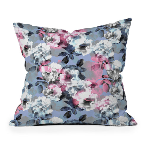 Emanuela Carratoni Vintage Floral Theme Outdoor Throw Pillow