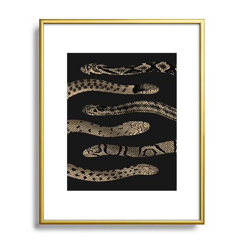 Emanuela Carratoni Vintage Golden Snakes Metal Framed Art Print