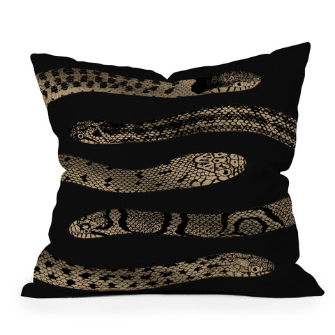 Emanuela Carratoni Vintage Golden Snakes Outdoor Throw Pillow