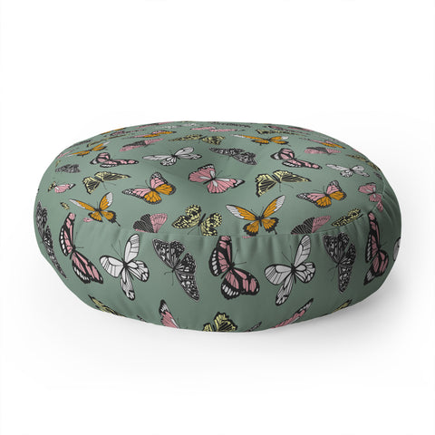 Emanuela Carratoni Wild Butterflies Floor Pillow Round