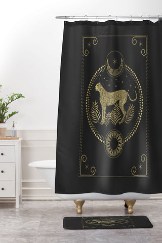 Emanuela Carratoni Wild Cheetah and the Moon Shower Curtain And Mat