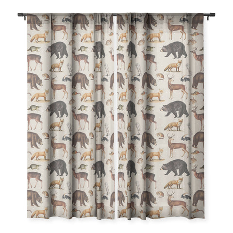 Emanuela Carratoni Wild Forest Animals Sheer Window Curtain