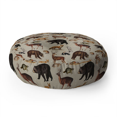 Emanuela Carratoni Wild Forest Animals Floor Pillow Round