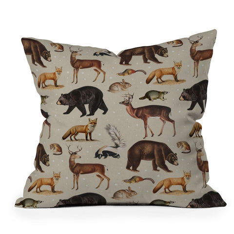 Emanuela Carratoni Wild Forest Animals Throw Pillow
