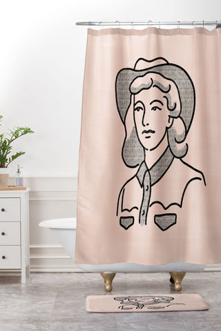 Emma Boys Cowgirl in Dusty Pink Shower Curtain And Mat