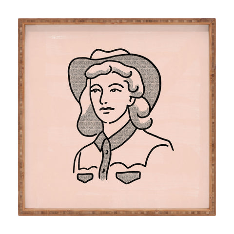 Emma Boys Cowgirl in Dusty Pink Square Tray