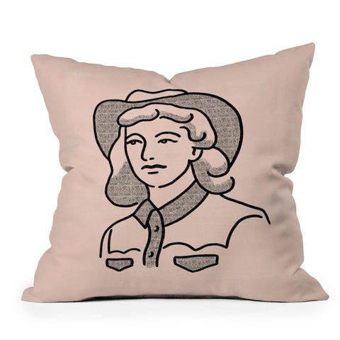 Emma Boys Cowgirl in Dusty Pink Outdoor Throw Pillow