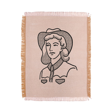 Emma Boys Cowgirl in Dusty Pink Throw Blanket