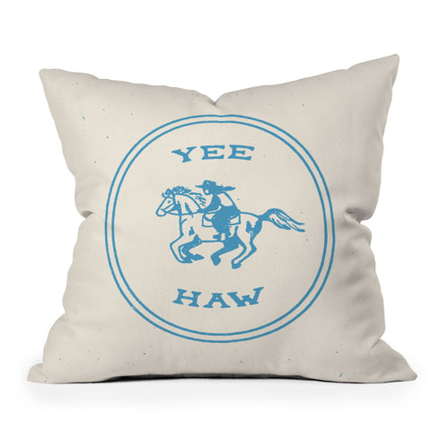 Emma Boys Yee Haw in Blue Throw Pillow