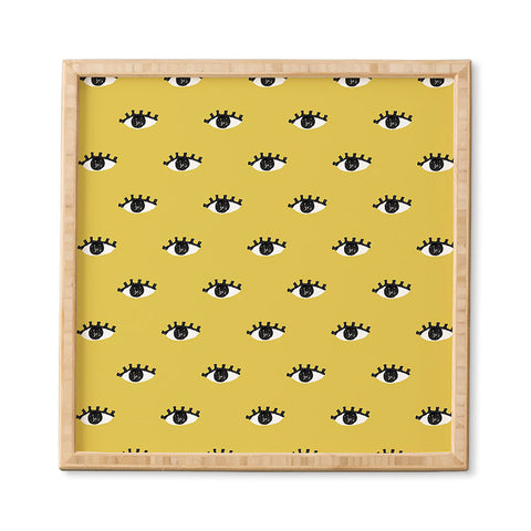Erika Stallworth Inky Textured Eye Pattern Olive Framed Wall Art