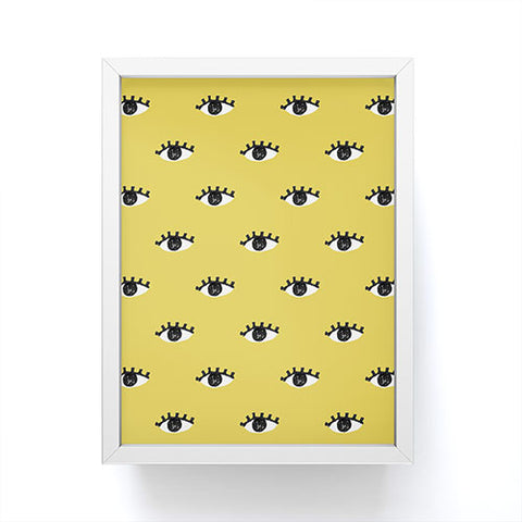 Erika Stallworth Inky Textured Eye Pattern Olive Framed Mini Art Print