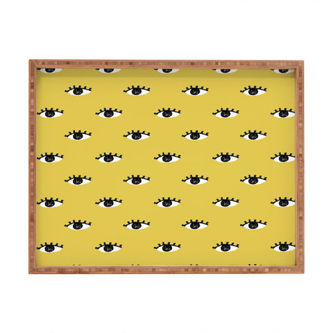 Erika Stallworth Inky Textured Eye Pattern Olive Rectangular Tray