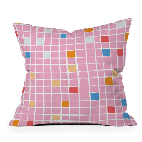 Erika Stallworth Modern Mosaic Pink Outdoor Throw Pillow