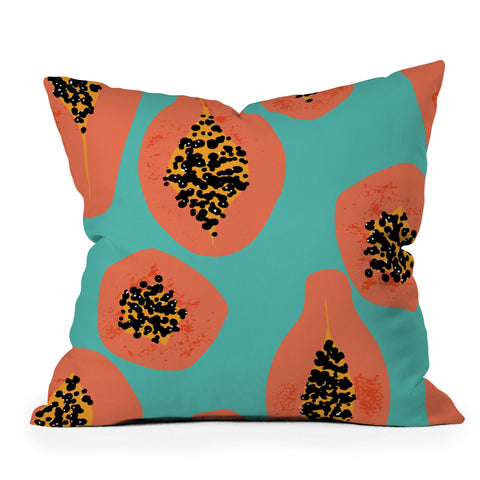 Erika Stallworth Papaya Sky Tropical Fruit Outdoor Throw Pillow