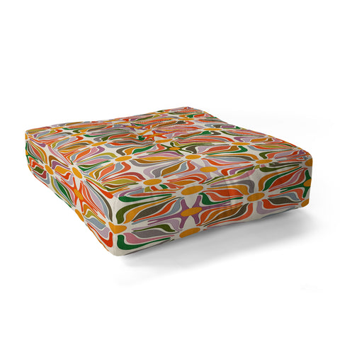 evamatise Abstract Flowers Summer Holiday Floor Pillow Square