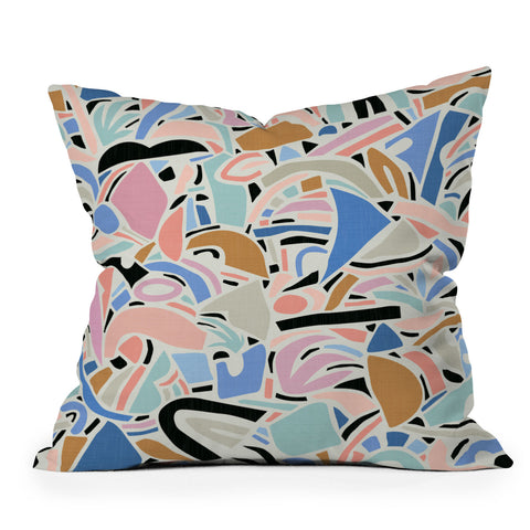 evamatise Contemporary Shapes N01 Spring Abstraction Outdoor Throw Pillow