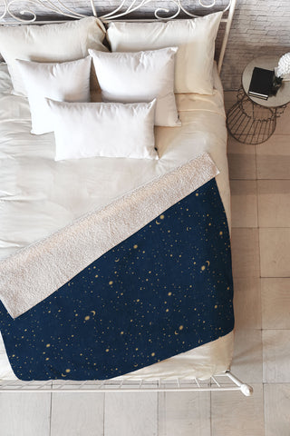 evamatise Magical Night Galaxy in Blue Fleece Throw Blanket