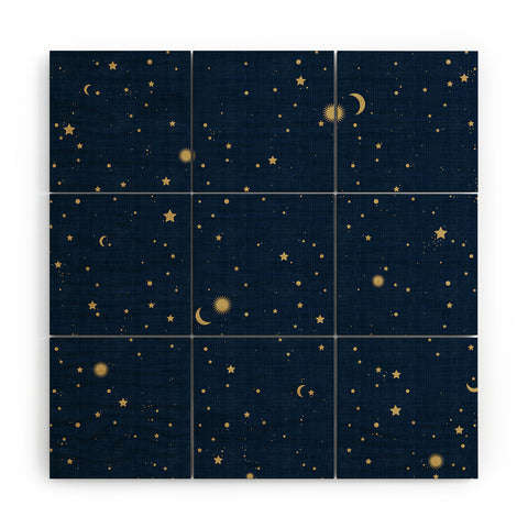 evamatise Magical Night Galaxy in Blue Wood Wall Mural