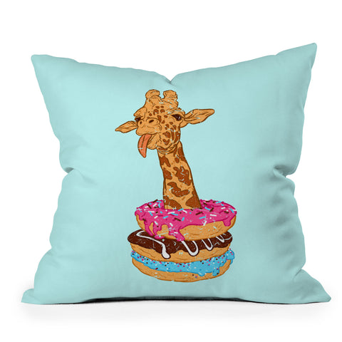 Evgenia Chuvardina Donuts giraffe Outdoor Throw Pillow