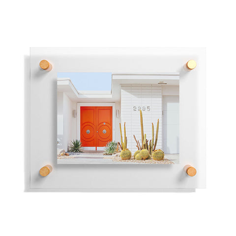Eye Poetry Photography Orange Door in Palm Springs Floating Acrylic Print