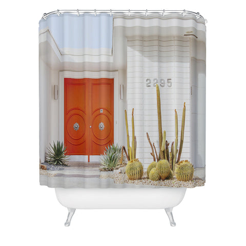 Eye Poetry Photography Orange Door in Palm Springs Shower Curtain