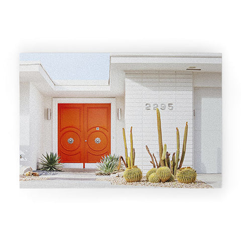 Eye Poetry Photography Orange Door in Palm Springs Welcome Mat
