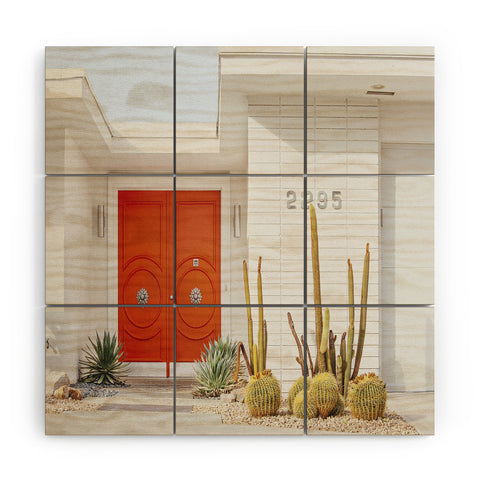 Eye Poetry Photography Orange Door in Palm Springs Wood Wall Mural