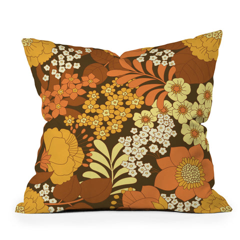 Eyestigmatic Design Brown Yellow Orange Ivory Retro Outdoor Throw Pillow