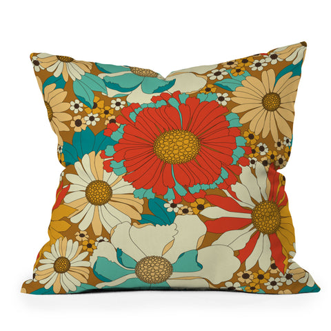 Eyestigmatic Design Red Orange Turquoise Brown Retro Outdoor Throw Pillow