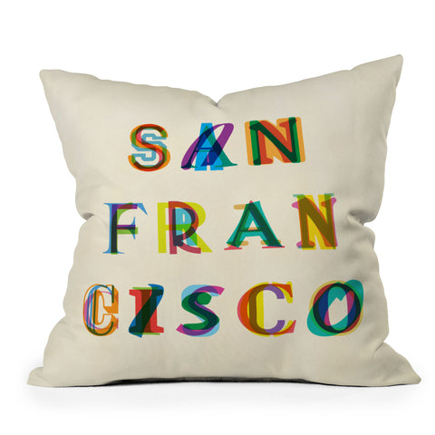 Fimbis San Francisco Typography Outdoor Throw Pillow