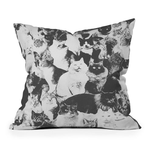 Florent Bodart Cats Forever BW Outdoor Throw Pillow