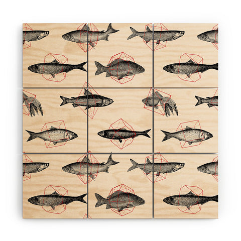 Florent Bodart Fishes In Geometrics Wood Wall Mural