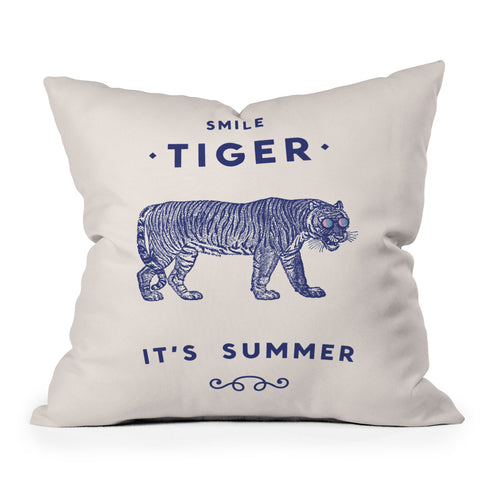 Florent Bodart Smile Tiger Outdoor Throw Pillow