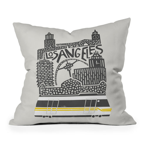 Fox And Velvet Los Angeles Cityscape Outdoor Throw Pillow