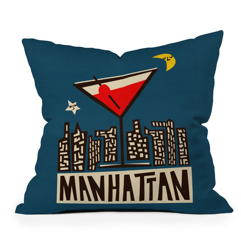 Fox And Velvet Manhattan Cocktail Print Outdoor Throw Pillow