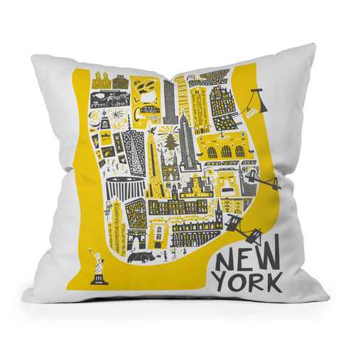 Fox And Velvet Manhattan New York Map Outdoor Throw Pillow