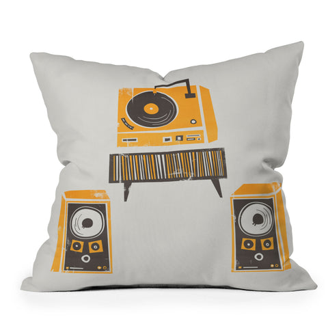 Fox And Velvet Vinyl Deck And Speakers Outdoor Throw Pillow