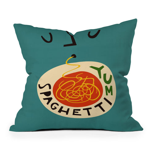 Fox And Velvet Yum Spaghetti Outdoor Throw Pillow