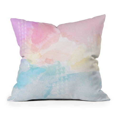 Gabi Pastel Rainbow Watercolor Outdoor Throw Pillow