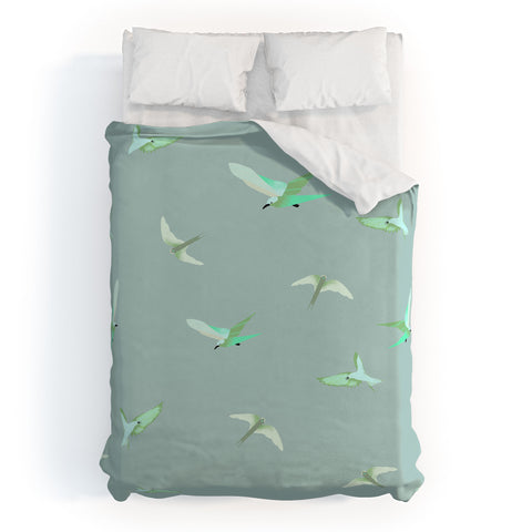 Gabriela Fuente Fly with me green Duvet Cover