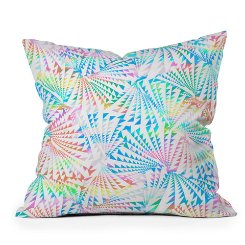Gabriela Fuente Geometric rainbow Outdoor Throw Pillow