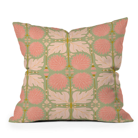 Gabriela Simon Art Nouveau Bohemian Peach Outdoor Throw Pillow