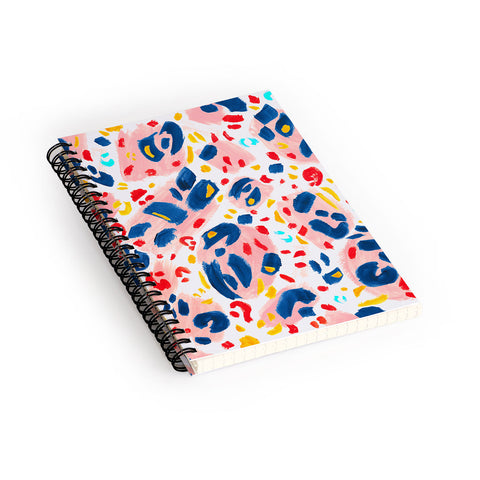 Gabriela Simon Painted Abstract Leopard Print Spiral Notebook