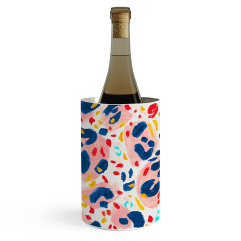 Gabriela Simon Painted Abstract Leopard Print Wine Chiller