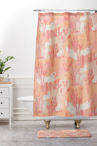 Gabriela Simon Peach Mohave Desert Shower Curtain And Mat
