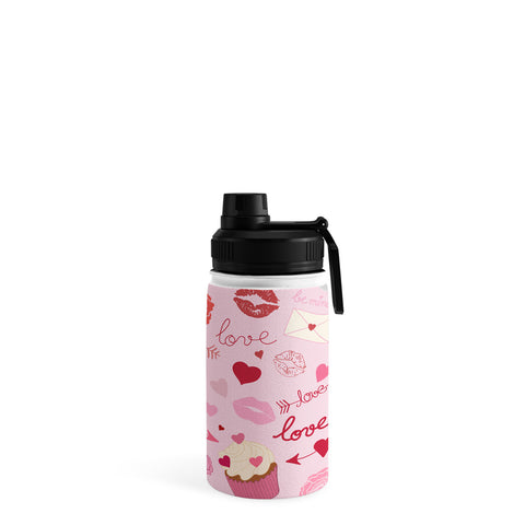 Gabriela Simon Pink valentines Day with Kisses Water Bottle