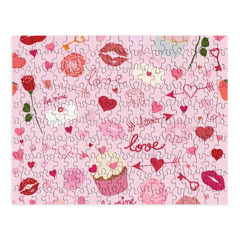 Gabriela Simon Pink valentines Day with Kisses Puzzle