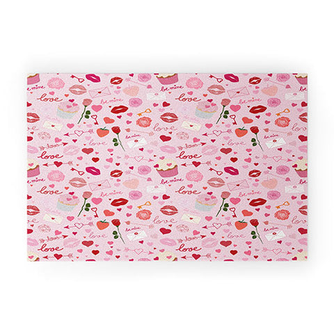 Gabriela Simon Pink valentines Day with Kisses Welcome Mat