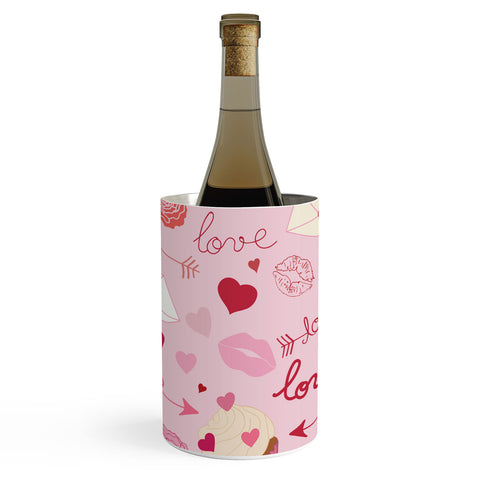 Gabriela Simon Pink valentines Day with Kisses Wine Chiller