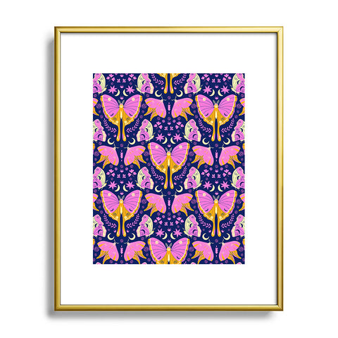 Gabriela Simon Purple Violet Luna Moths Metal Framed Art Print